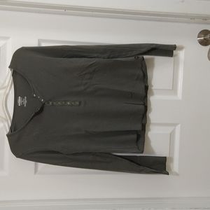 XL womens grey green Express V-neck ,long sleeve Henley top.